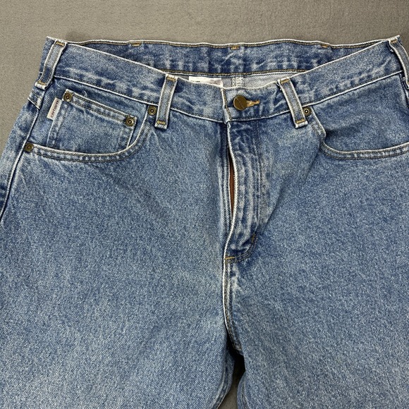 Y2K VINTAGE CARHARTT B17 STW MENS RELAXED FIT DENIM BLUE JEANS | 34X28 - Picture 2 of 9